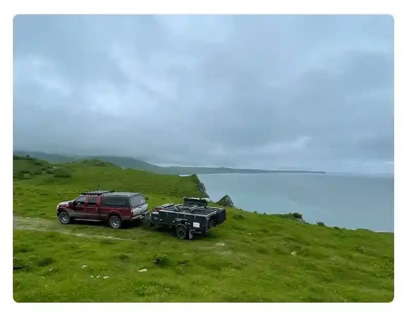An OPUS camper on the coast of Kodiak Island, Alaska